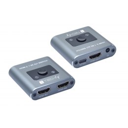 TECHLY Przełącznik switch HDMI 2.1 2x1 8K60Hz z pilotem IDATA HDMI-2128KT