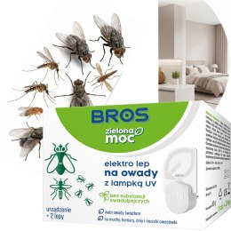 BROS - Zielona Moc Elektro Lep Na Owady z Lampką UV - Urządzenie + 2 Lepy