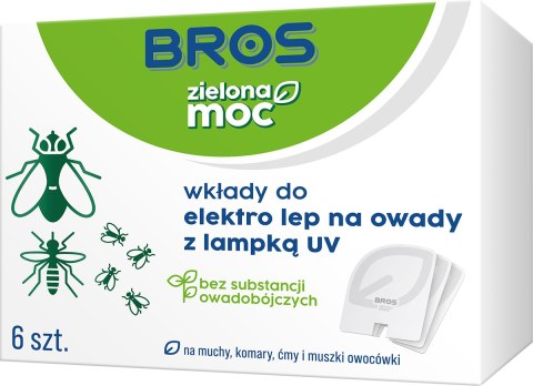 BROS - Zielona Moc Wkłady Do Elektro Lep Na Owady z Lampką UV 6szt