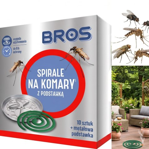 BROS - spirale na komary z metalową podstawką 10szt.