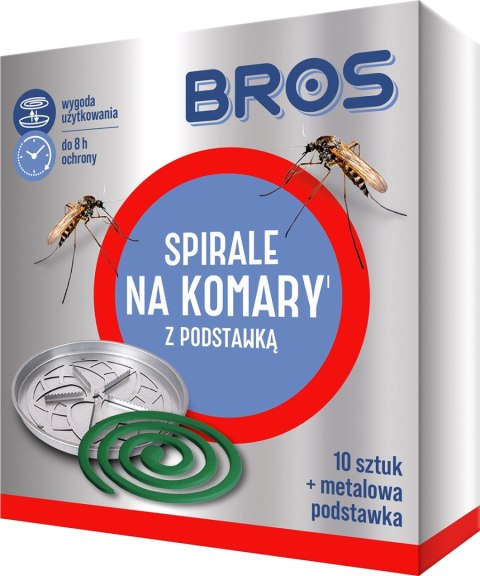 BROS - spirale na komary z metalową podstawką 10szt.