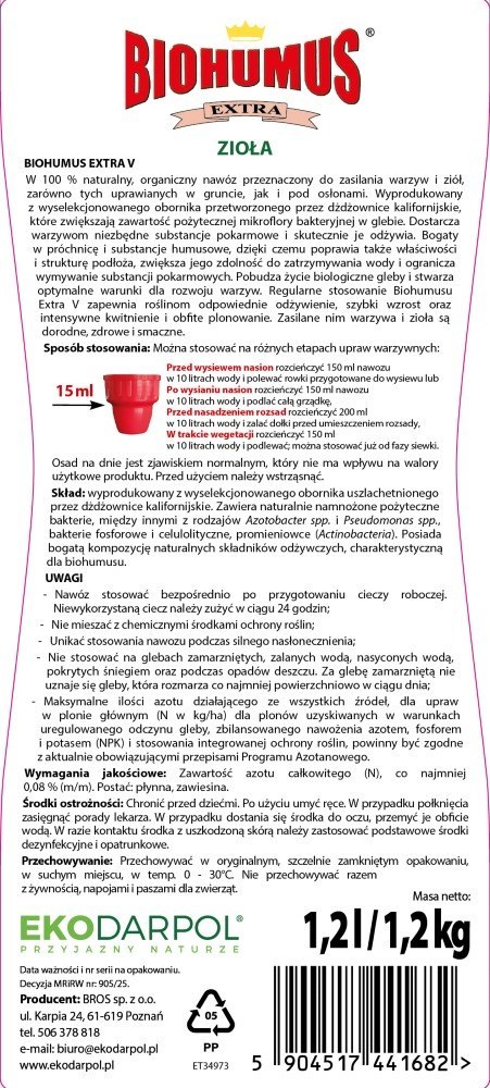 EKODARPOL BIOHUMUS EXTRA Zioła 1,2L