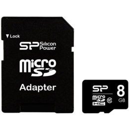 Silicon Power Silicon Power | 8 GB | MicroSDHC | Pamięć flash klasa 10 | Adapter SD