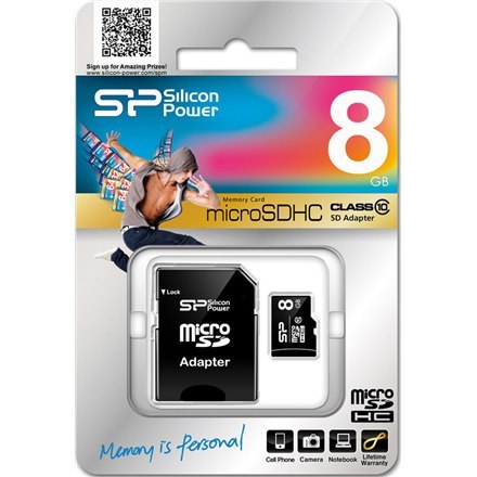 Silicon Power Silicon Power | 8 GB | MicroSDHC | Pamięć flash klasa 10 | Adapter SD