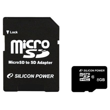 Silicon Power Silicon Power | 8 GB | MicroSDHC | Pamięć flash klasa 10 | Adapter SD