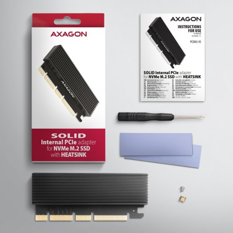 AXAGON AXAGON PCI-Express x16 adapter with cooler for connecting an NVMe M.2 SSD drive to a computer | PCEM2-XS