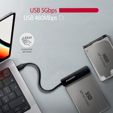 AXAGON AXAGON USB-C 5Gbps - SATA 6G, 2.5" SSD/HDD SLIM Adapter | ADSA-FP2C