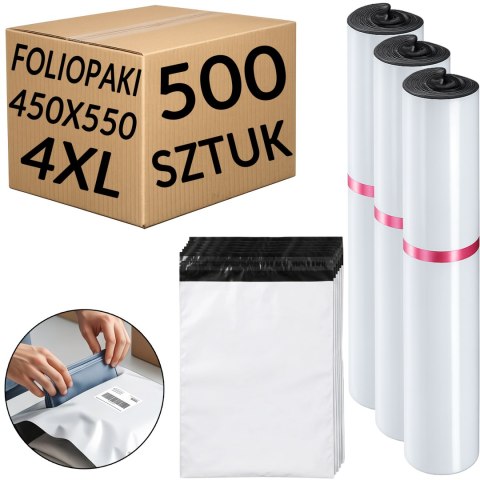 Foliopaki Kurierskie Białe 4XL 450x550mm - 500 szt.