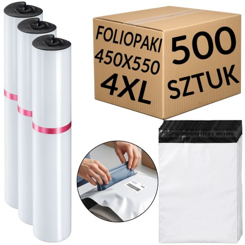 Foliopaki Kurierskie Białe 4XL 450x550mm - 500 szt.