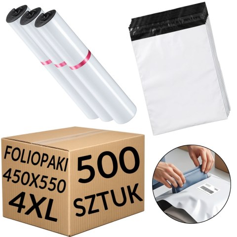 Foliopaki Kurierskie Białe 4XL 450x550mm - 500 szt.