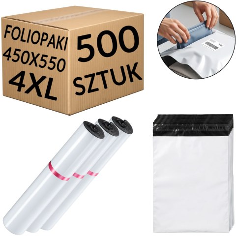 Foliopaki Kurierskie Białe 4XL 450x550mm - 500 szt.