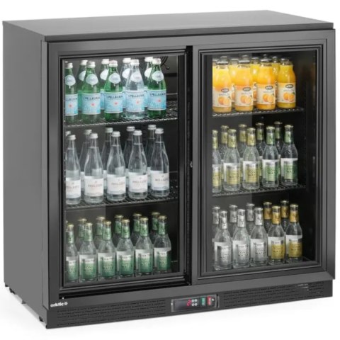 Lodówka chłodziarka barowa z 2 drzwiami suwanymi LED 158 l 160 W 90x52x87 cm