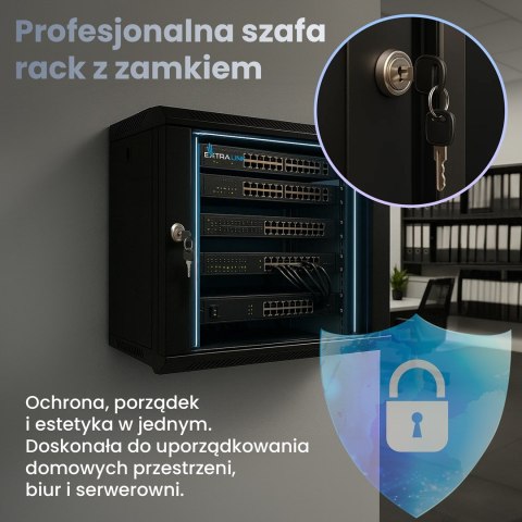 Extralink 9U 600x600 Czarna Szafa rack montowan