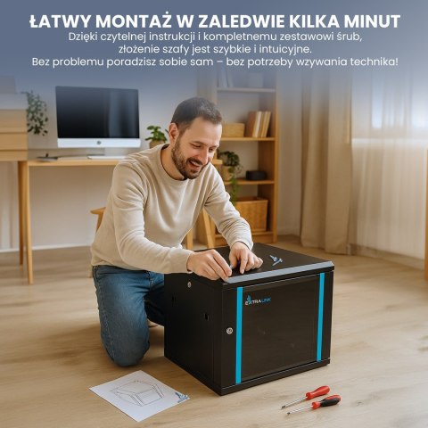 Extralink 9U 600x600 Czarna Szafa rack montowan