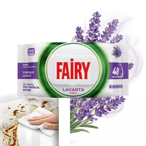 FAIRY Chusteczki Czyszczące LAWENDA Uniwersalne Antybakteryjne 100 szt.