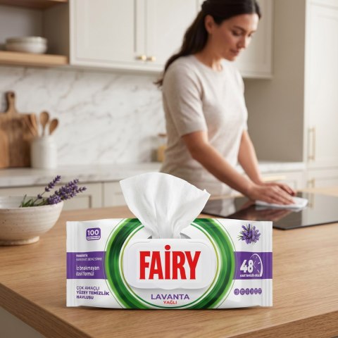 FAIRY Chusteczki Czyszczące LAWENDA Uniwersalne Antybakteryjne 100 szt.