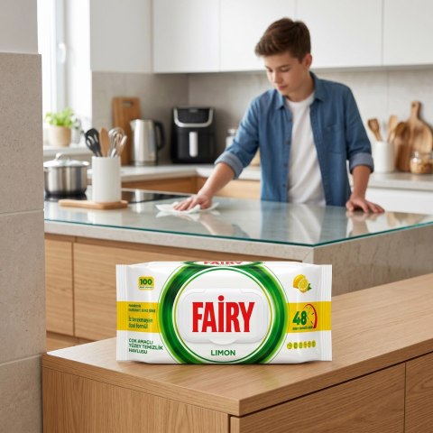 FAIRY Chusteczki Czyszczące LEMON Uniwersalne Antybakteryjne 100 szt.