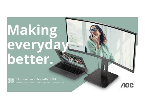 AOC CU34P3CV | 34 " | VA | 21:9 | 100 Hz | 4 ms | 3440 x 1440 pikseli | 1 port HDMI