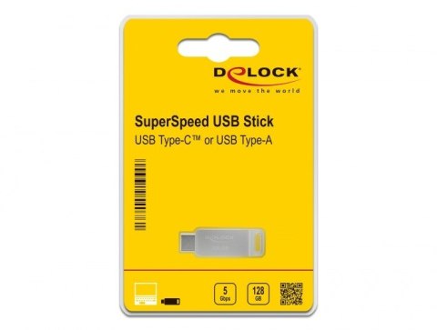 DeLOCK Pendrive USB-C + Typ-A 5 Gbps 128 GB - metalowa obudowa