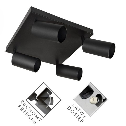 Lampa spotlight FILO 4xGU10 czarna kwadrat