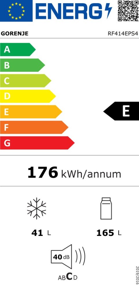 Gorenje Gorenje Refrigerator | RF414EPS4 | Energy efficiency class E | Free standing | Double Door | Height 143.6 cm | Fridge net capaci