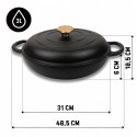 EMALIOWANY GARNEK ŻELIWNY PŁASKI 30cm 3L HAGE CZARNY MAT