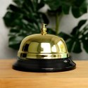 Dzwonek Stołowy VILDE 8,5 x 6 cm Metalowy Złoty z Czarną Podstawą