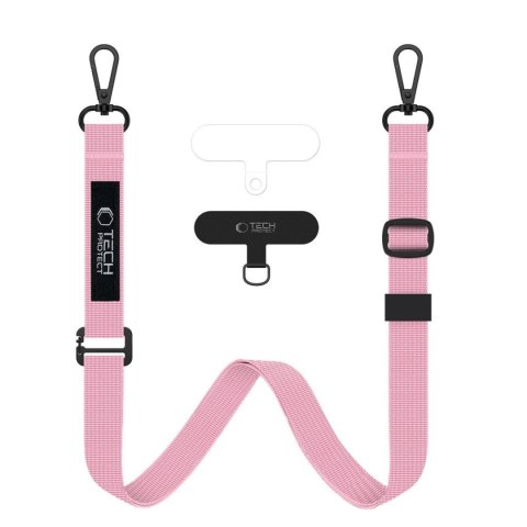 Smycz 2w1 do etui smartfona na szyję nadgarstek Rope Crossbody - różowa