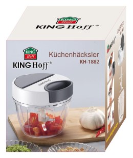 Rozdrabniacz kuchenny, napędzany mechanicznie, biały z szarymi elementami, średnica 12,5cm, pojemność 900 ml, kinghoff, kh-1882