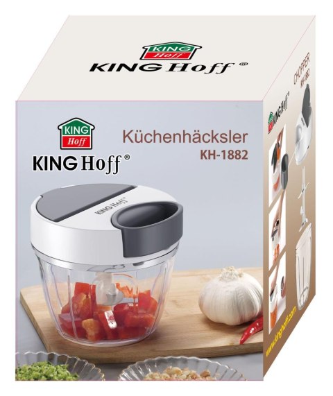 Rozdrabniacz kuchenny, napędzany mechanicznie, biały z szarymi elementami, średnica 12,5cm, pojemność 900 ml, kinghoff, kh-1882
