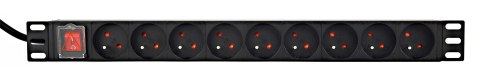 GEMBIRD LISTWA ZASILAJĄCA RACK 19" PDU 1U, 16A, 9X GNIAZDO FRENCH, WTYK FR, KABEL 2M