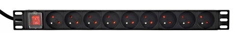 GEMBIRD LISTWA ZASILAJĄCA RACK 19" PDU 1U, 16A, 9X GNIAZDO FRENCH, WTYK FR, KABEL 2M