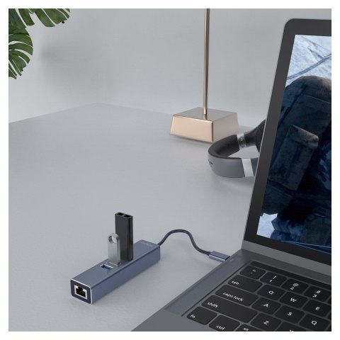 SAVIO AK-57 3-PORTOWY HUB USB-C Z ADAPTEREM RJ-45