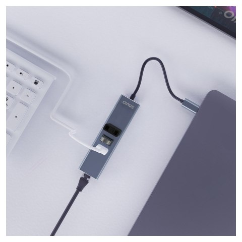SAVIO AK-57 3-PORTOWY HUB USB-C Z ADAPTEREM RJ-45
