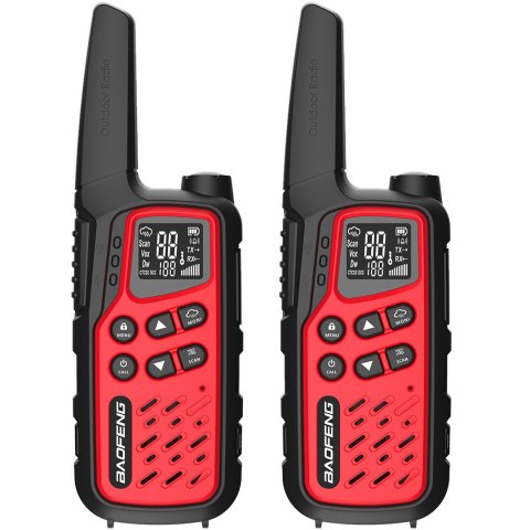 Krótkofalówka Baofeng BF-T25E czerwona, 2 sztuki