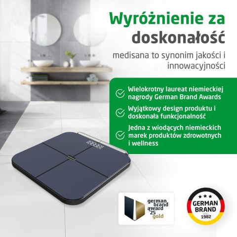 Holistyczna 8-punktowa waga analityczna Medisana BS 850 do 180 kg |VitaDock | pomiar całego ciała | antracytowy