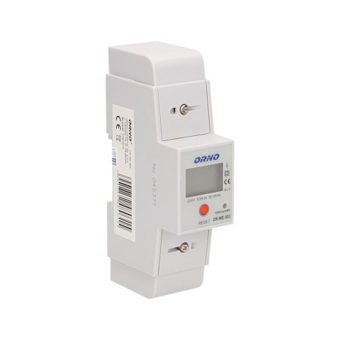 1-fazowy wskaźnik zużycia energii elektrycznej, 80A, dodatkowy wskaźnik, wyjście impulsowe, przycisk RESET, 2 moduły, DIN TH-35m