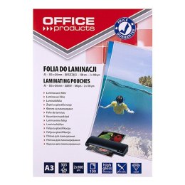 OFFICE PRODUCTS Folia do laminowania, A3, 2x100mikr., błyszcząca, 100szt., transparentna