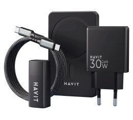 Zestaw do ładowania Havit: Power Bank PB5216 5000 mAh, magnetyczny kabel USB-C do USB-C i ultra cienka ładowarka UC128 o mocy 30