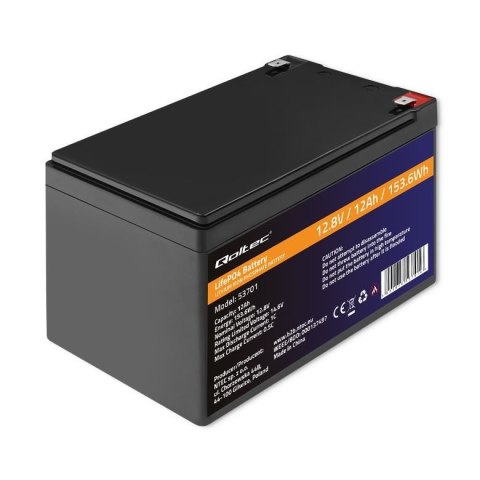 Qoltec Akumulator LiFePO4 Litowo-Żelazowo-Fosforanowy 12.8V 12Ah 153.6Wh BMS