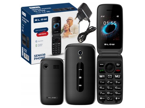 75-032# Telefon dla seniora blow czarny z klapką s24
