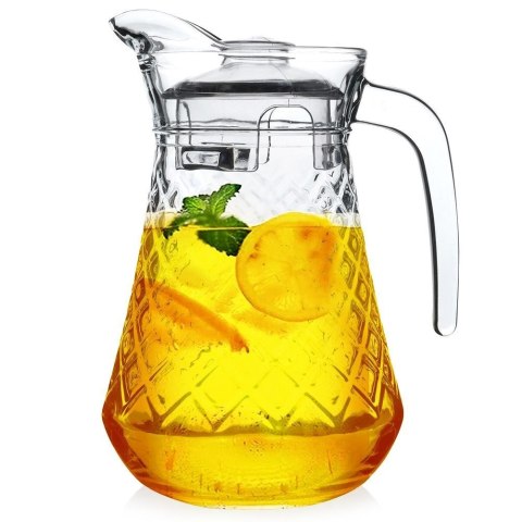 Dzbanek Szklany z Pokrywką VILDE 1,4 L Tłoczony z Wygodnym Dzióbkiem