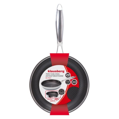 Patelnia powłoka non-stick honeycomb, 20 cm, 3-warstwy, stal 304, pfoa-free
