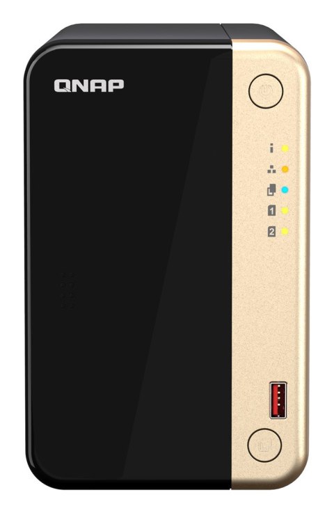 Qnap TS-264-8G, Tower, 2 x 2.5"/3.5" SATA, Intel Celeron N5105/N5095 4C/4T, 8 GB DDR4 onboard not expandable, 2 x 2.5GbE, option
