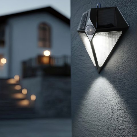 Lampa LED Maclean, Solarna, Ścienna, Z czujnikiem ruchu, 6 LED, 2x solar, MCE168