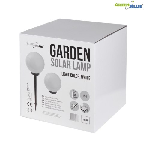 Solarna lampa GreenBlue, wolnostojąca, ogrodowa, kula 30x30x63 cm, GB168