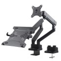 Uchwyt / wieszak do monitora i laptopa Maclean, biurkowy podwójny, VESA 75x75 100x100, 17"-32", 2x8kg, MC-813