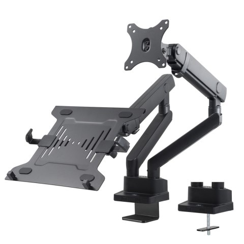 Uchwyt / wieszak do monitora i laptopa Maclean, biurkowy podwójny, VESA 75x75 100x100, 17"-32", 2x8kg, MC-813
