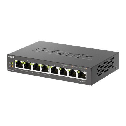 D-Link D-Link | 8-portowy przełącznik Gigabit PoE (4xPoE) | DGS-1008P | Niezarządzany | Desktop | Typ zasilania Zewnętrzny
