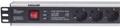 INTELLINET Listwa zasilająca 19" 1.5U, 6x Schuko, kabel 3 m Schuko, włącznik 713962